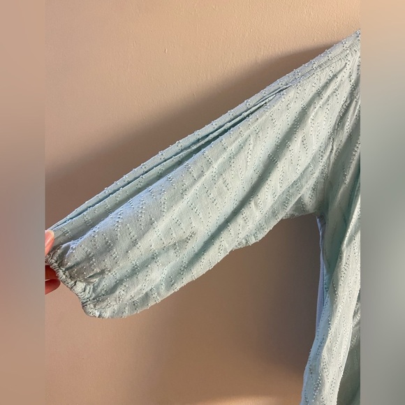 Dolan Light Blue top v neck textured babydoll cotton Large‎ - Picture 4 of 7